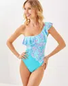 Lilly Pulitzer Caelum Ruffle One-piece Swimsuit In Multi Via Del Mar Engineered One Piece