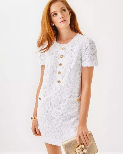 Lilly Pulitzer Camalie Lace Dress In Resort White Flora Corded Lace