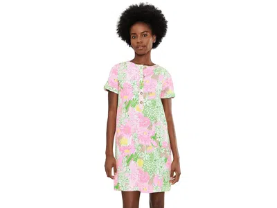 Lilly Pulitzer Cameron Popover Dress In Resort White Mum Patch In Multi