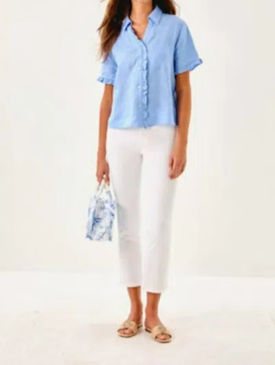 Lilly Pulitzer Carden Ruffle Top In Jacaranda Blue