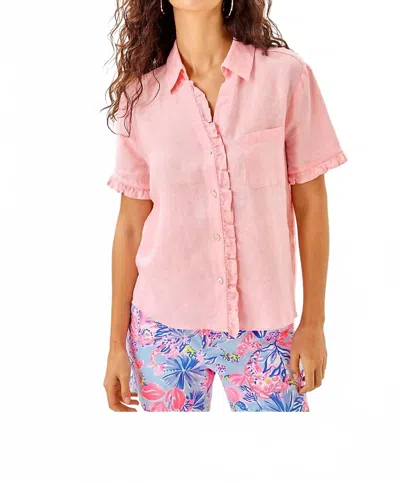 Lilly Pulitzer Carden Ruffle Top In Sorbet Pink