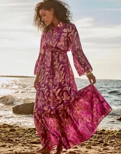 Pre-owned Lilly Pulitzer Cardi Silk Maxi Bordeaux Berry Rose Gold ? Size 2,4,6,8 In Pink