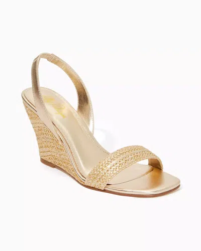 Lilly Pulitzer Carla Wedge In Gold Metallic