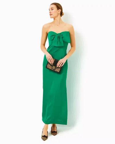 Lilly Pulitzer Carlynn Satin Maxi Bow Dress In Fiddle Leaf Green
