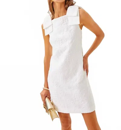 Lilly Pulitzer Anders Skirted Shift Romper In Resort White Flower Pearl Embellished Boucle In Multi
