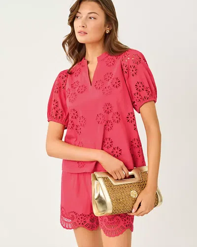 Lilly Pulitzer Castine Short Sleeve Top In Red