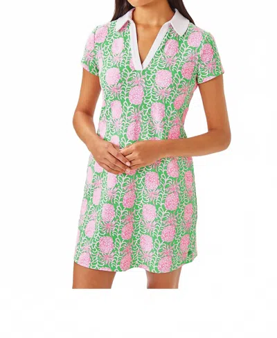 Lilly Pulitzer Cayo Costa Upf 50+ V-neck Mini Dress In Fauna Green Party Like A Pineapple