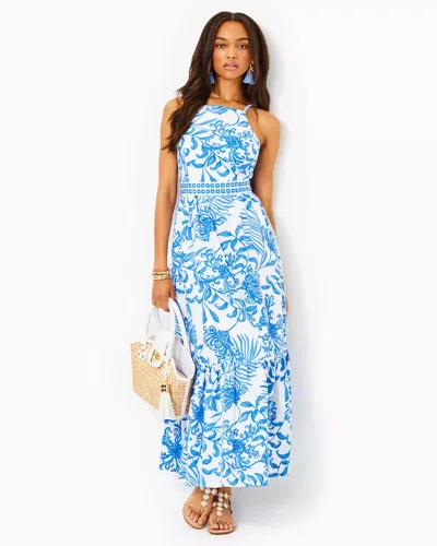 Lilly Pulitzer Carlese Cotton Maxi Dress In Resort White Glisten In The Sun Engineered Woven Dres