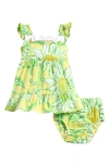Lilly Pulitzer ® Charlize Floral Tiered Cotton Dress & Bloomers Set In Green