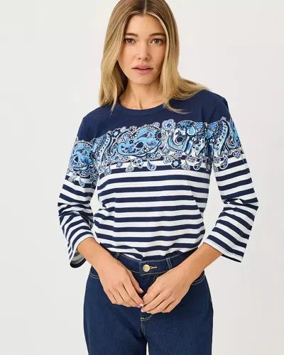 Lilly Pulitzer Clairmont 3/4 Sleeved Knit Top In Multi