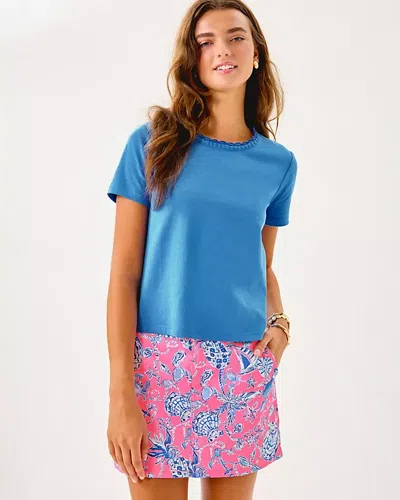 Lilly Pulitzer Clairmont Crochet Trimmed Knit Top In Blue