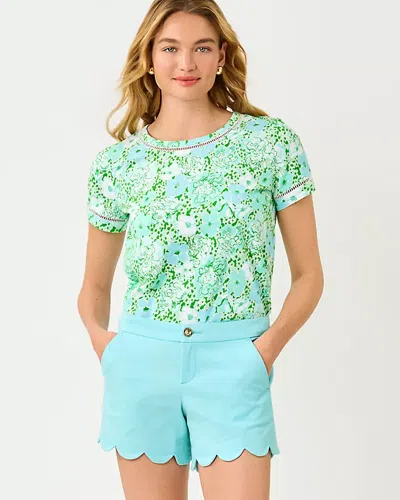 Lilly Pulitzer Clairmont Ladder Lace Knit Top In Mint Condition Burst Of Joy In Multi