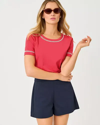 Lilly Pulitzer Clairmont Ladder Lace Knit Top In Paradise Punch In Pink