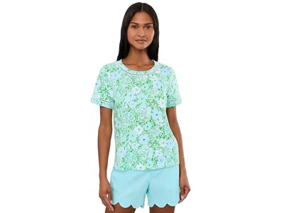 Lilly Pulitzer Clairmont Ladder Lace Knit Top Women's T Shirt Mint Condition Burst Of Joy: Md In Blue