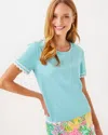 Lilly Pulitzer Clairmont Ric Rac Trimmed Knit Top In Fresh Water Blue