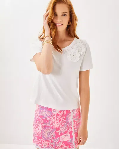 Lilly Pulitzer Clairmont Rosette Knit Top In Resort White