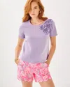 Lilly Pulitzer Clairmont Rosette Knit Top In Water Hyacinth