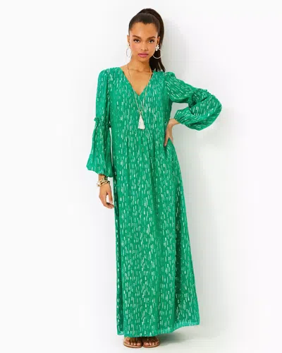 Lilly Pulitzer Cleme Maxi Dress In Fiddle Leaf Green Mystical Viscose Metallic Clip