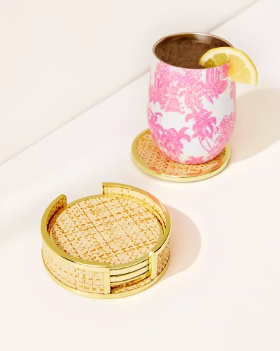 Lilly Pulitzer Coaster Set With Holder In Natural