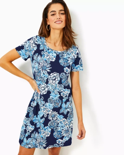 Lilly Pulitzer Cody T-shirt Dress In Low Tide Navy Bouquet All Day