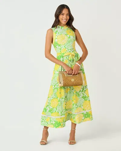 Lilly Pulitzer Colman Midi Dress In Crocodile Green Mumbo Jumbo In Yellow