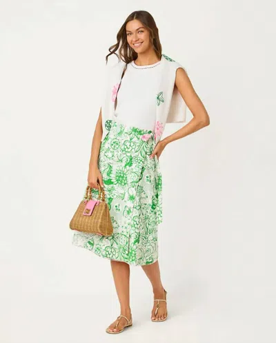 Lilly Pulitzer Constance Reversible Midi Skirt In Putting Green Fleur De Lilly