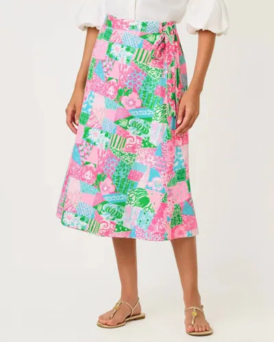 Lilly Pulitzer Constance Reversible Midi Wrap Skirt In Multi Crazy Quilt