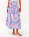 Lilly Pulitzer Corina Cotton Midi Skirt In Blue Multi In Animal Print