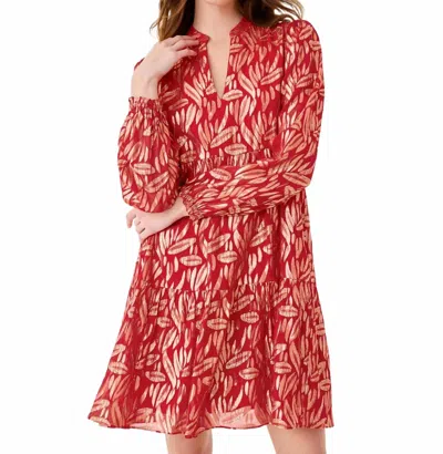 Lilly Pulitzer Cornellia Dress In Cranberry Red Leafy Babe Metallic Silk Clip