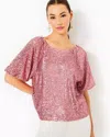 Lilly Pulitzer Cressida Sequin Knit Top In Conch Shell Pink Treasure Box Sequin Knit