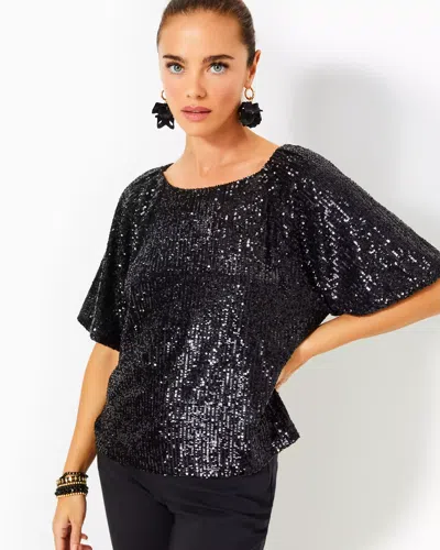 Lilly Pulitzer Cressida Sequin Knit Top In Noir Treasure Box Sequin Knit