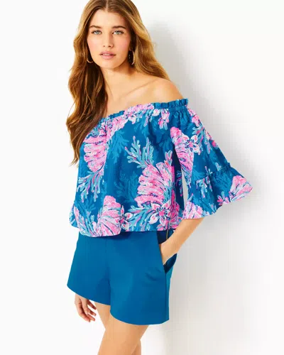 Lilly Pulitzer Croix Off-the-shoulder Top In Multi For The Fans