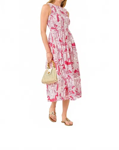 Lilly Pulitzer Daisey Smocked Midi Dress In Paradise Punch Oversized Thar She Blows In Multi