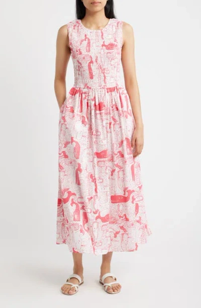 Lilly Pulitzer ® Daisey Smocked Sleeveless Midi Dress In Multi