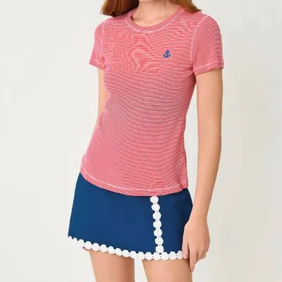Lilly Pulitzer Danica Knit Top In Multi Anchor Mini Embroidery In Pink