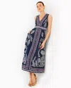 Lilly Pulitzer Daniella Midi Dress In Low Tide Navy Coastal Locale Engineered Woven Dress