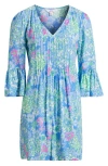 Lilly Pulitzer ® Danika Pleated Bodice Floral Tunic Dress In Sunwashed Blue Plumes In Bloom