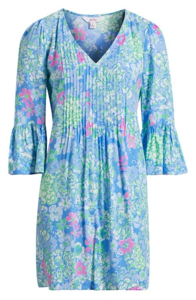 Lilly Pulitzer ® Danika Pleated Bodice Floral Tunic Dress In Sunwashed Blue Plumes In Bloom