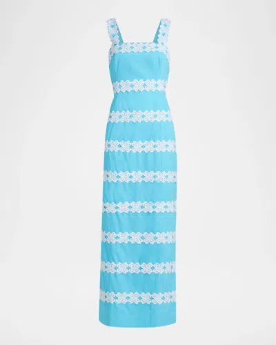 Lilly Pulitzer Davis Lace Stripe Maxi Dress In Capri Blue