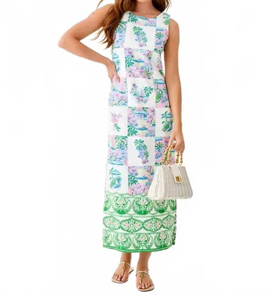 LILLY PULITZER DEE STRETCH MAXI SHIFT DRESS IN MULTI SUNNY DEE PATCH ENGINEERED WOVEN