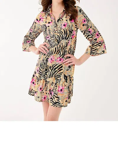 Lilly Pulitzer Delany Mini Shirtdress In Rutabaga El Morocco In Gold