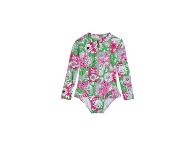 Lilly Pulitzer Denning Rashguard Upf 50+ (toddler/little Kid/big Kid) Girl's Swimwear Cherry Blossom Pink Lil Chick