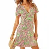 Lilly Pulitzer Dev Short Sleeve Dress In Rousseau Pink Mane Character Energy In Brown