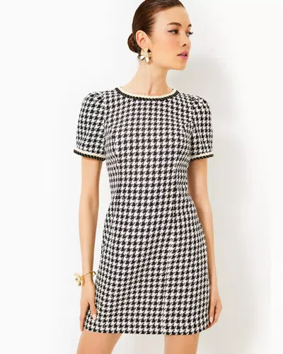 Lilly Pulitzer Doriane Boucle Shift Dress In Noir Houndstooth Sequin Boucle