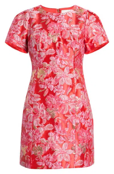 Lilly Pulitzer ® Dover Metallic Short Sleeve Shift Dress In Red