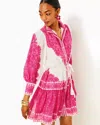 Lilly Pulitzer Drena Dress In Passion Fruit Pink Jungle Escape Engineered Woven Dress