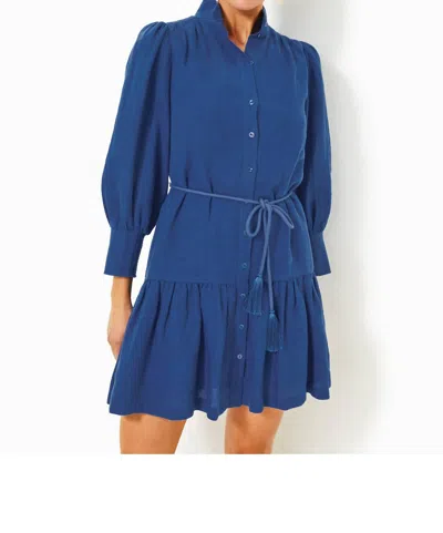 Lilly Pulitzer Drena Linen Mini Dress In Martinique Blue
