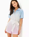 Lilly Pulitzer Dresher Button Down Romper In Chambray Tint Ombre Dip Dye