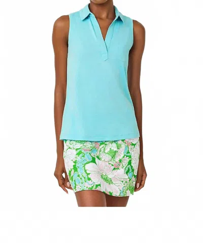 Lilly Pulitzer Dune Sleeveless Polo In Heathered Capri Blue