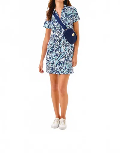 LILLY PULITZER DUNE UPF 50+ SHORT SLEEVE DRESS IN SAPPHIRE POOL SUMMER SHORELINES